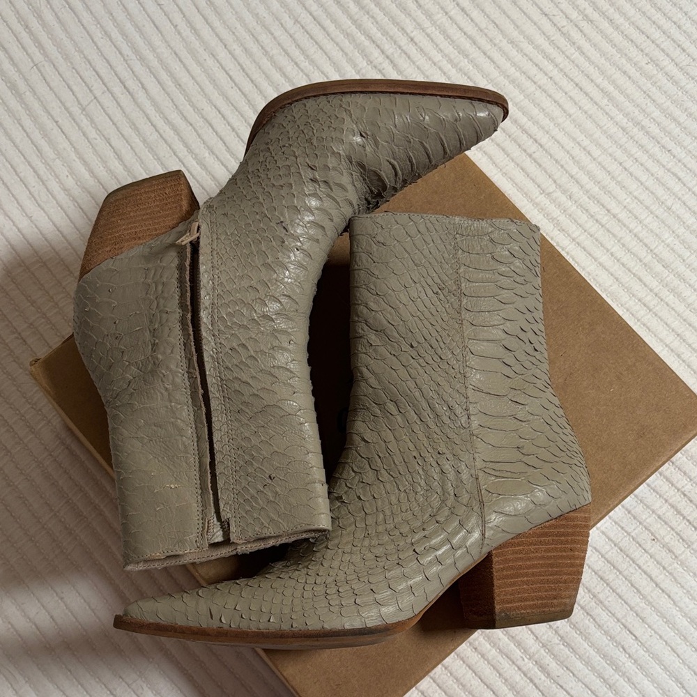 Matisse Textured Cream Heeled Boots - Picture 5 of 6